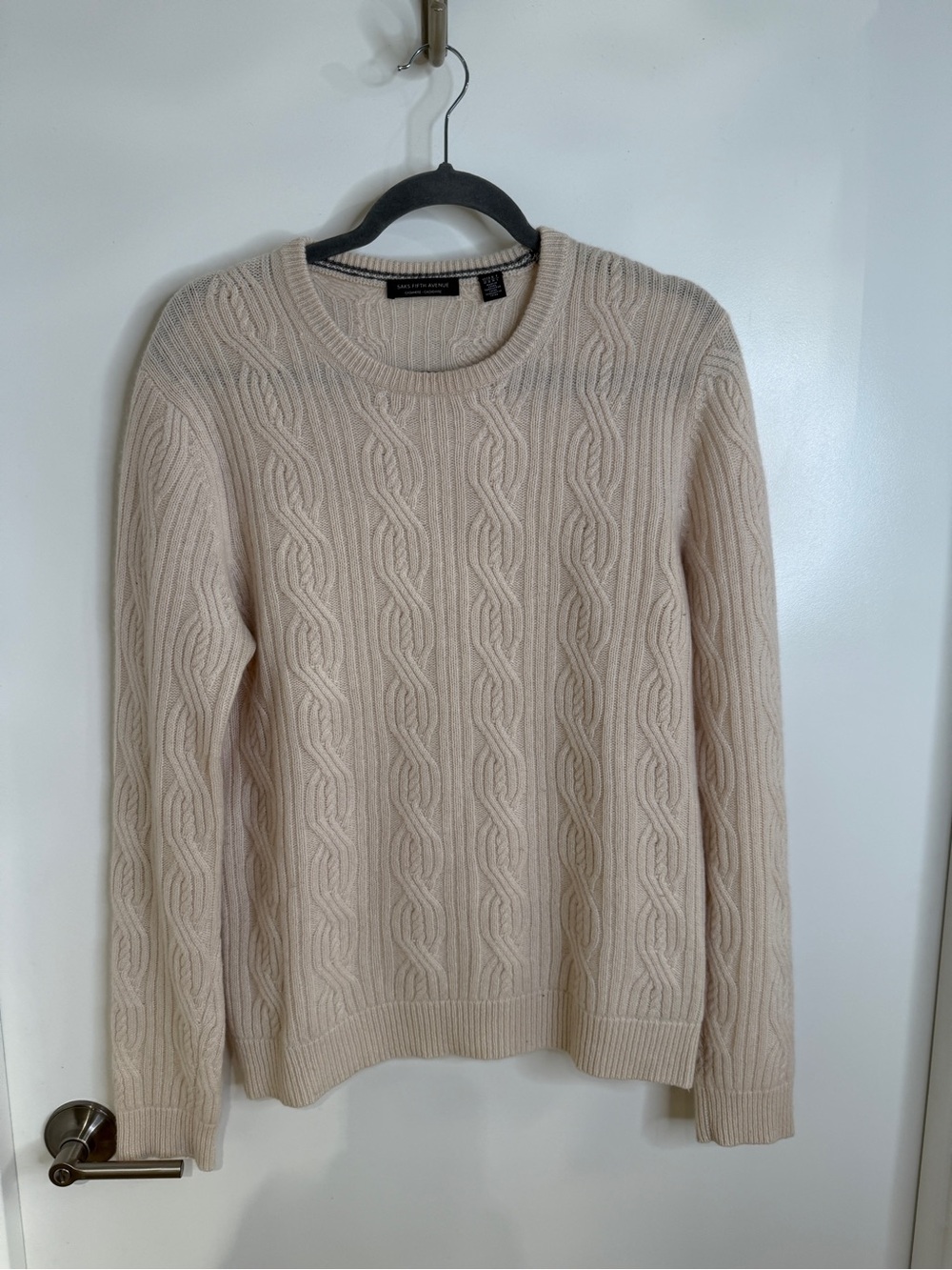 Saks Fifth Avenue Cream Cable Knit Sweater Cashmere